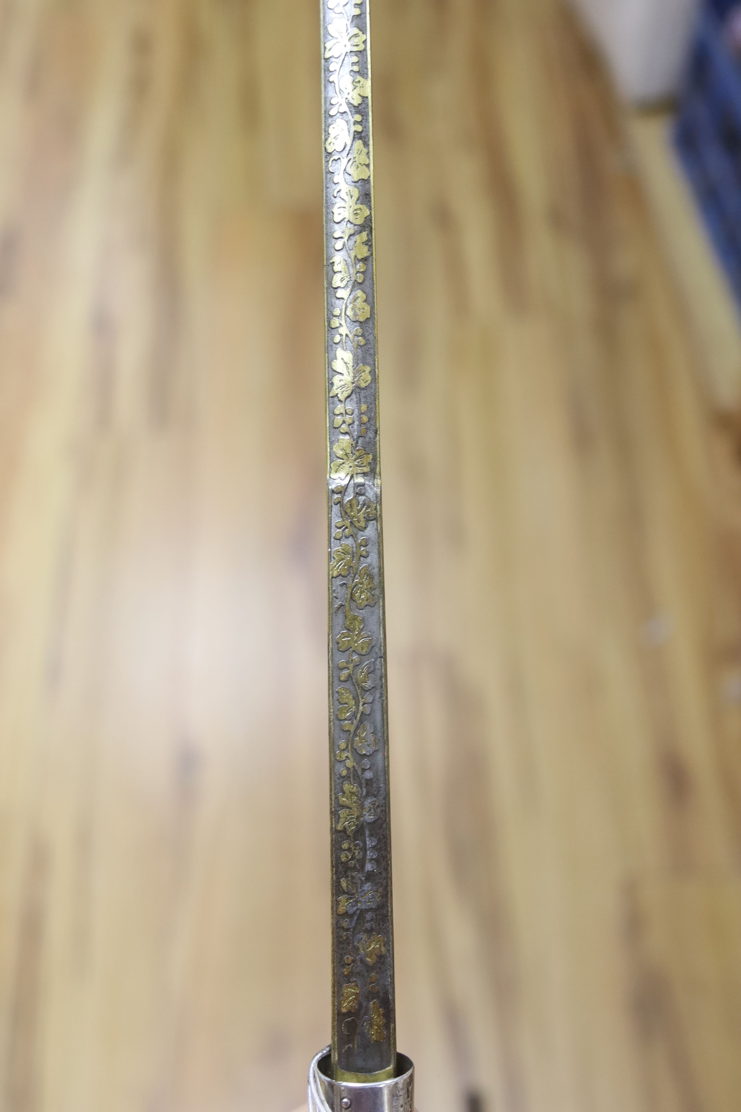 A French Toledo bladed swordstick, 19th century 87cm long